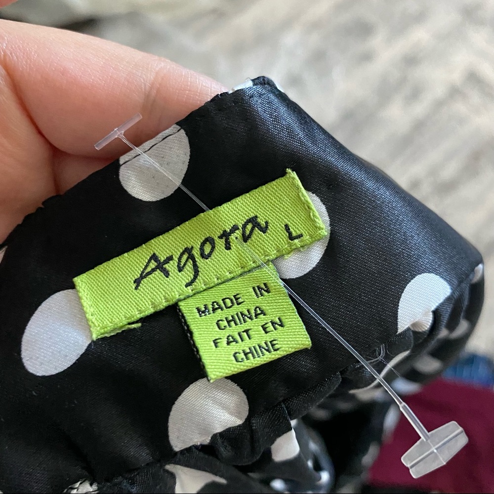 Agora || black silky polka dot halter top - Picture 2 of 5